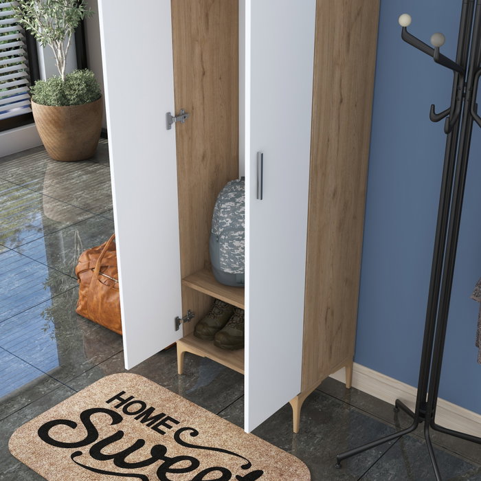 Hanah Home Perchero de Recibidor Nogal y Blanco